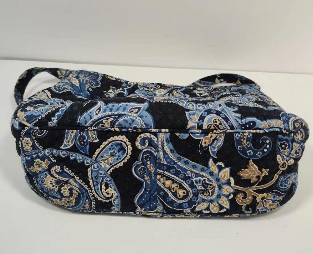 Vera Bradley Windsor Navy Blue Paisley Shoulder Bag Purse w/ Matching Mini Pouch - Picture 9 of 11